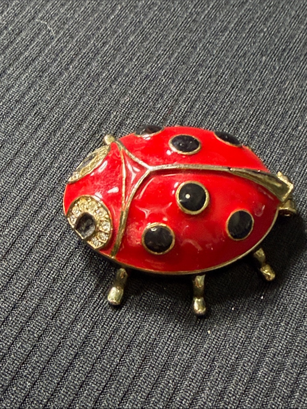 Monet Red and Black Enamel Ladybug Box